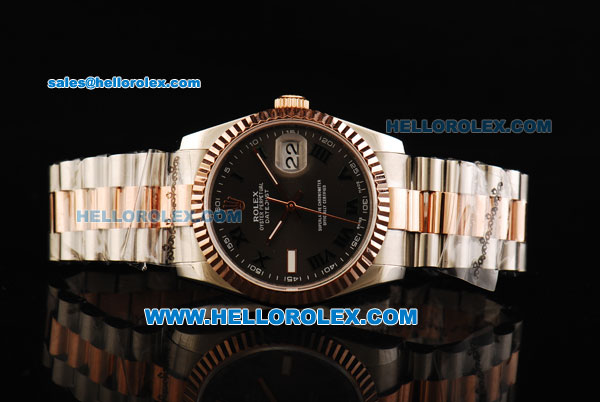 Rolex Datejust Automatic Movement Steel Case with Rose Gold Bezel and Two Tone Strap - Click Image to Close